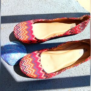 Ballet flats, orange stripes,  used only a few times, by Massimo, size 8
